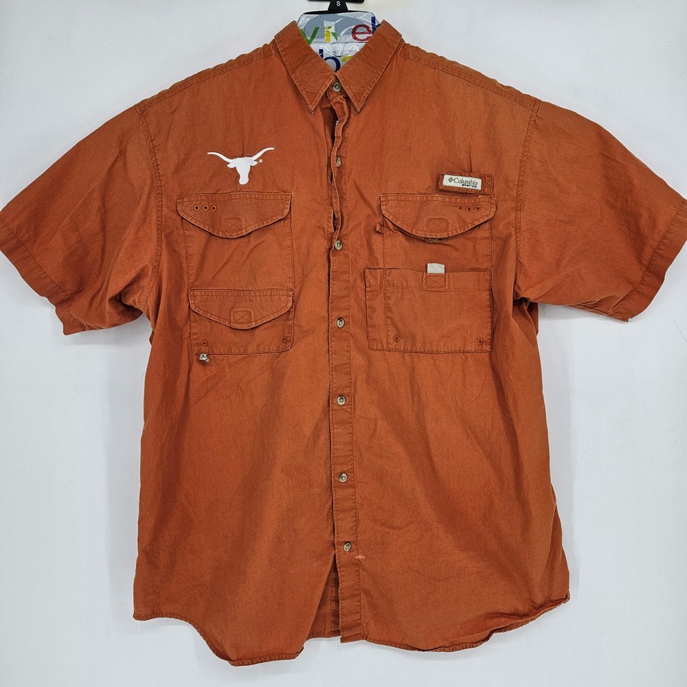 Texas Longhorns Shirt Mens XL Columbia Fishing Vented Short Sleeve Burnt Orange